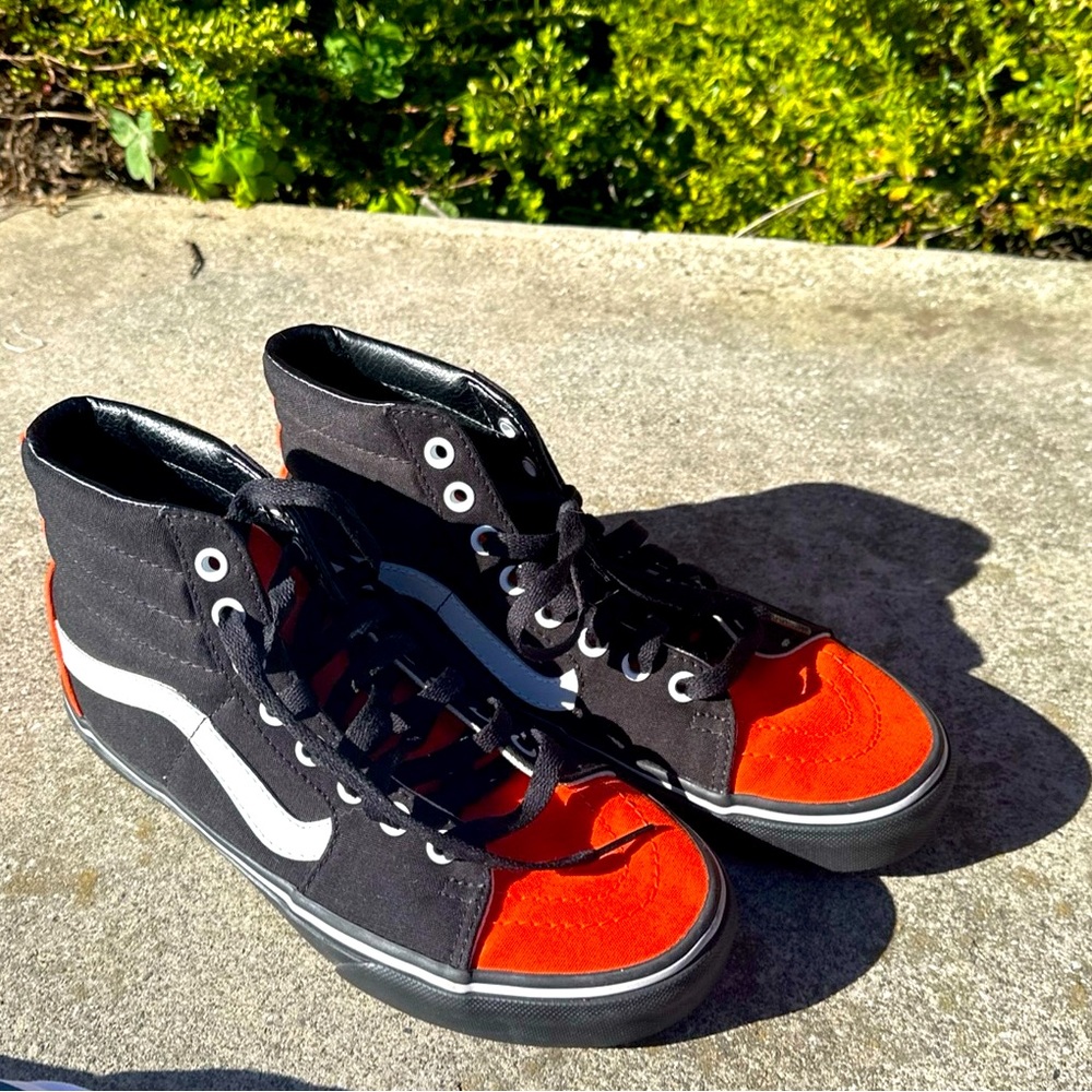 Orange, black, and white Woman Vans Sneakers